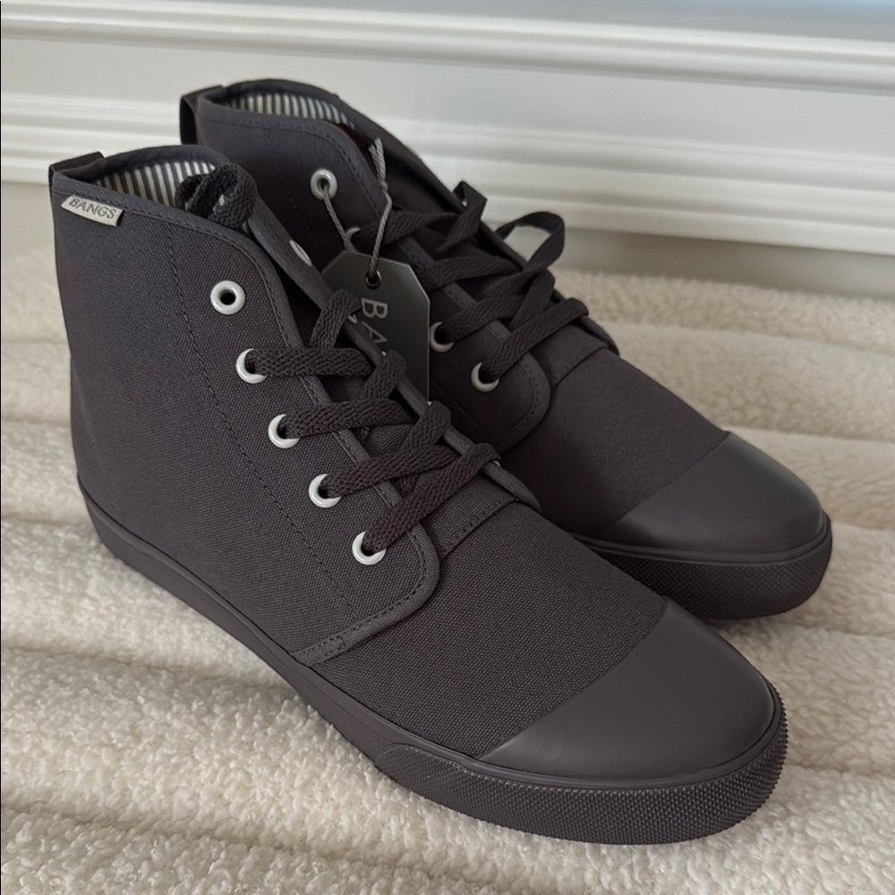 Bangs Shoes Grey High-Top Sneakers with Rubber Toe Cap